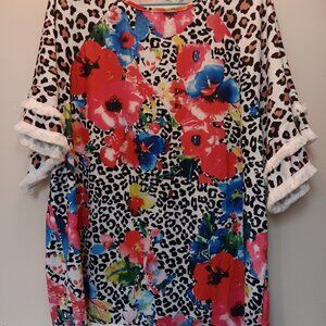 Women's Plus Size Lace Ruffle Sleeve Round Neck 3X